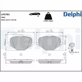 Jeu de 4 plaquettes de frein arrière DELPHI LP3701