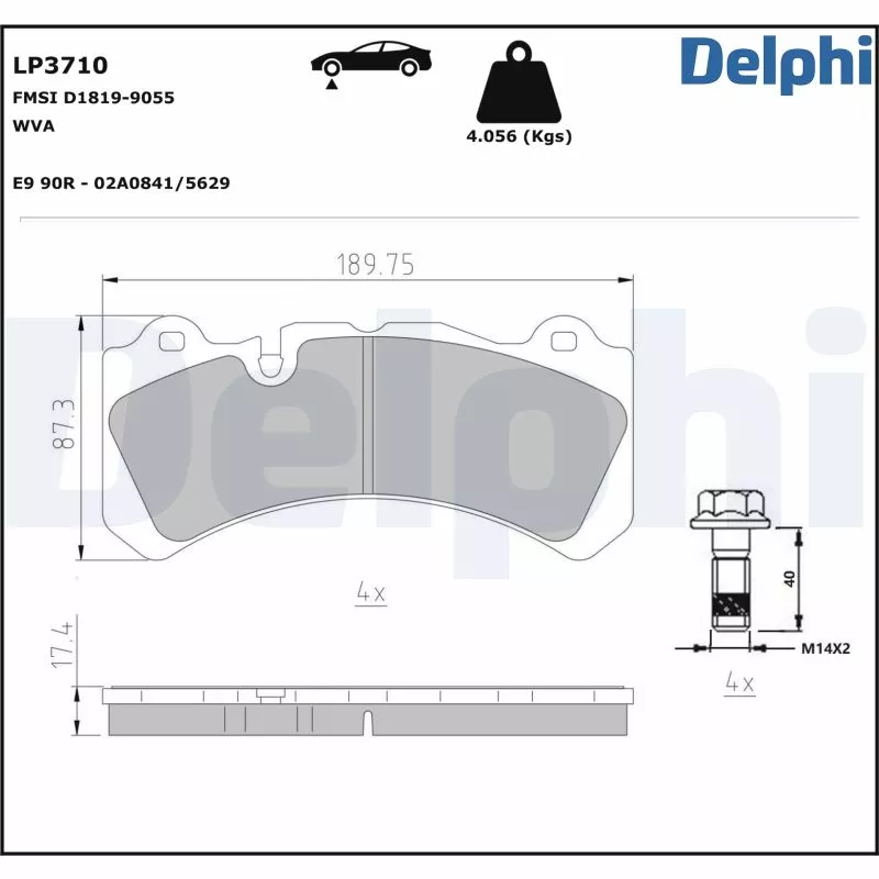 Jeu de 4 plaquettes de frein avant DELPHI LP3710