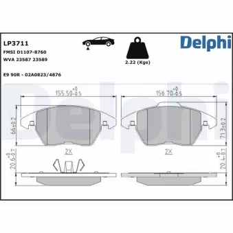 Jeu de 4 plaquettes de frein avant DELPHI LP3711