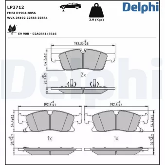 Jeu de 4 plaquettes de frein avant DELPHI LP3712
