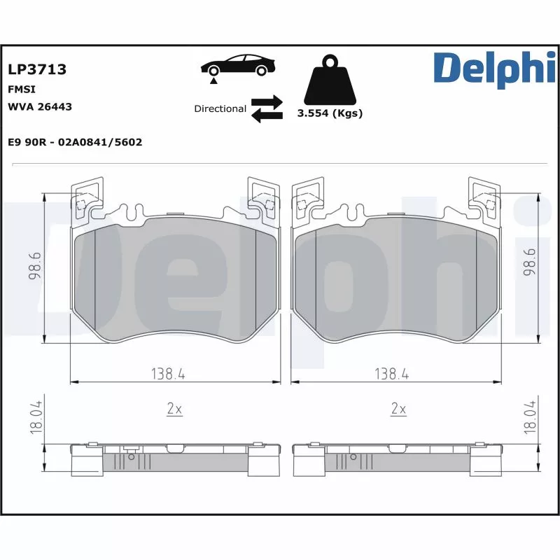 Jeu de 4 plaquettes de frein avant DELPHI LP3713