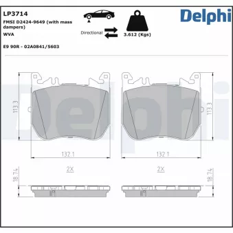 Jeu de 4 plaquettes de frein avant DELPHI LP3714