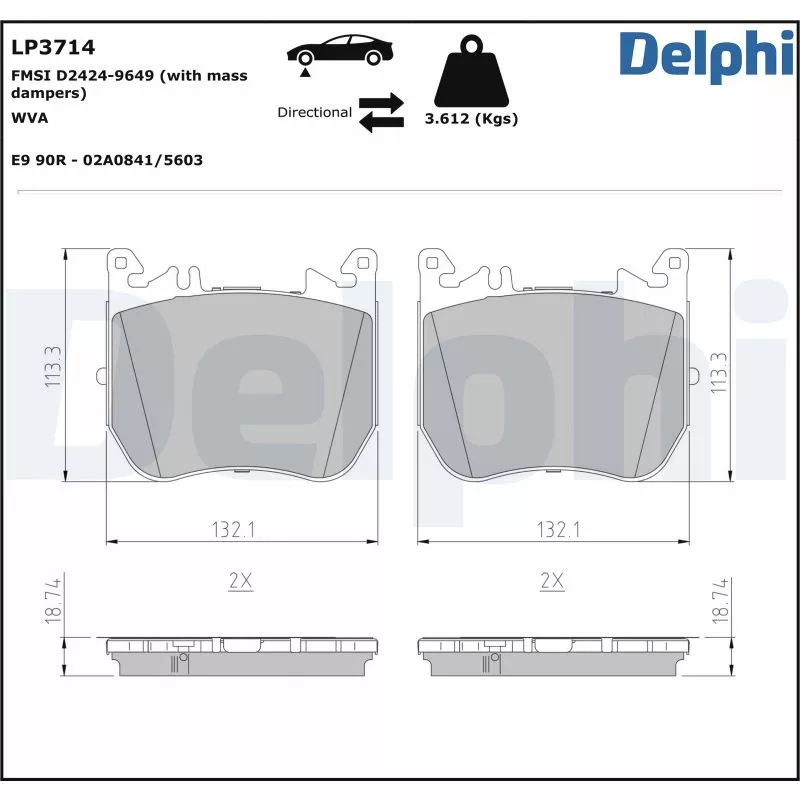 Jeu de 4 plaquettes de frein avant DELPHI LP3714