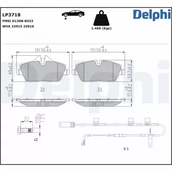 Jeu de 4 plaquettes de frein avant DELPHI LP3718