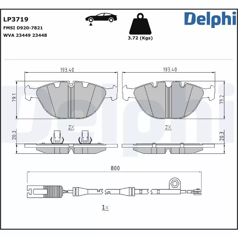 Jeu de 4 plaquettes de frein avant DELPHI LP3719