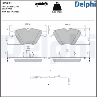 Jeu de 4 plaquettes de frein avant DELPHI LP3721