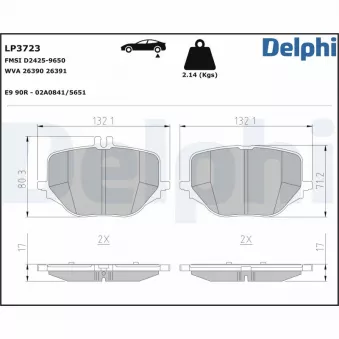 Jeu de 4 plaquettes de frein arrière DELPHI LP3723