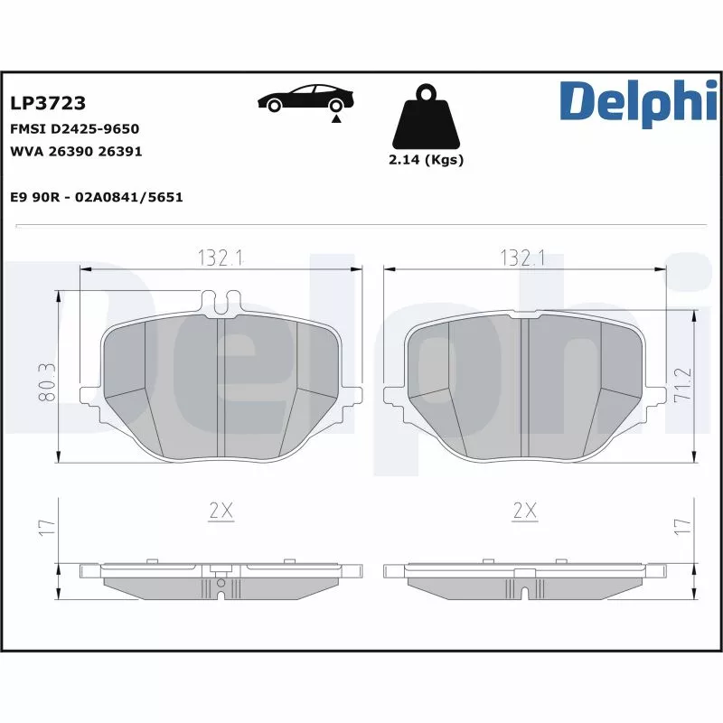 Jeu de 4 plaquettes de frein arrière DELPHI LP3723
