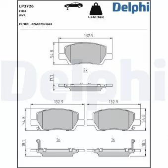 Jeu de 4 plaquettes de frein avant DELPHI LP3726