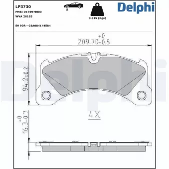 Jeu de 4 plaquettes de frein avant DELPHI LP3730