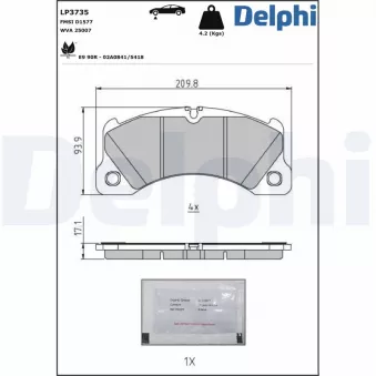 Jeu de 4 plaquettes de frein avant DELPHI LP3735