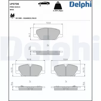 Jeu de 4 plaquettes de frein avant DELPHI LP3736