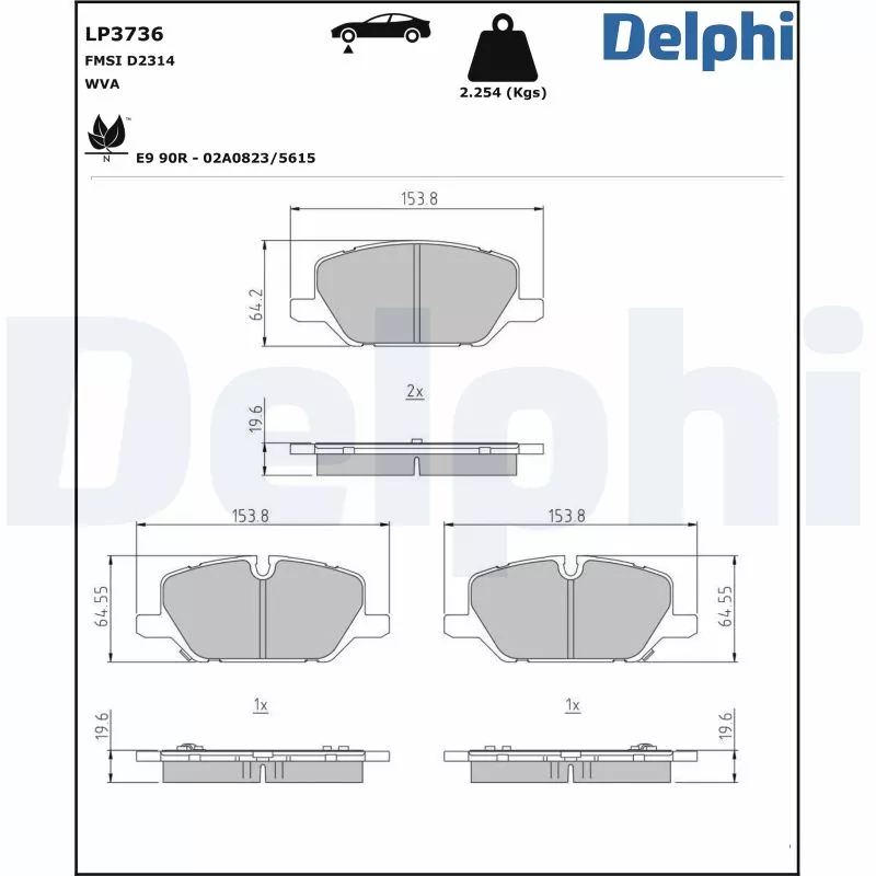 Jeu de 4 plaquettes de frein avant DELPHI LP3736
