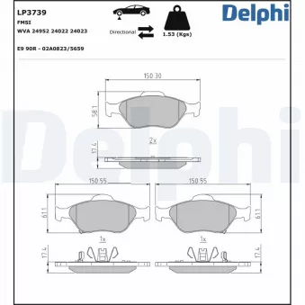 Jeu de 4 plaquettes de frein avant DELPHI LP3739
