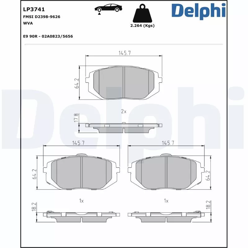 Jeu de 4 plaquettes de frein avant DELPHI LP3741