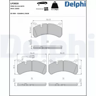 Jeu de 4 plaquettes de frein avant DELPHI LP3820