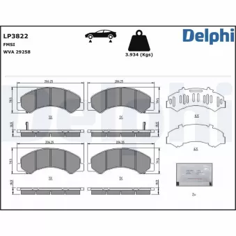 Jeu de 4 plaquettes de frein avant DELPHI LP3822