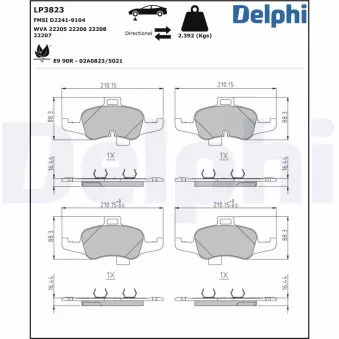 Jeu de 4 plaquettes de frein avant DELPHI LP3823