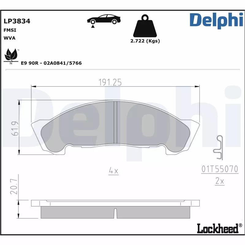 Jeu de 4 plaquettes de frein avant DELPHI LP3834