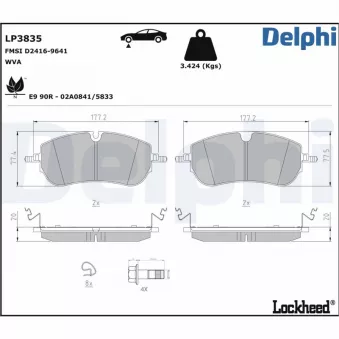 Jeu de 4 plaquettes de frein avant DELPHI LP3835