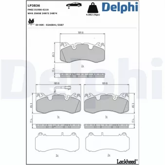 Jeu de 4 plaquettes de frein avant DELPHI LP3836