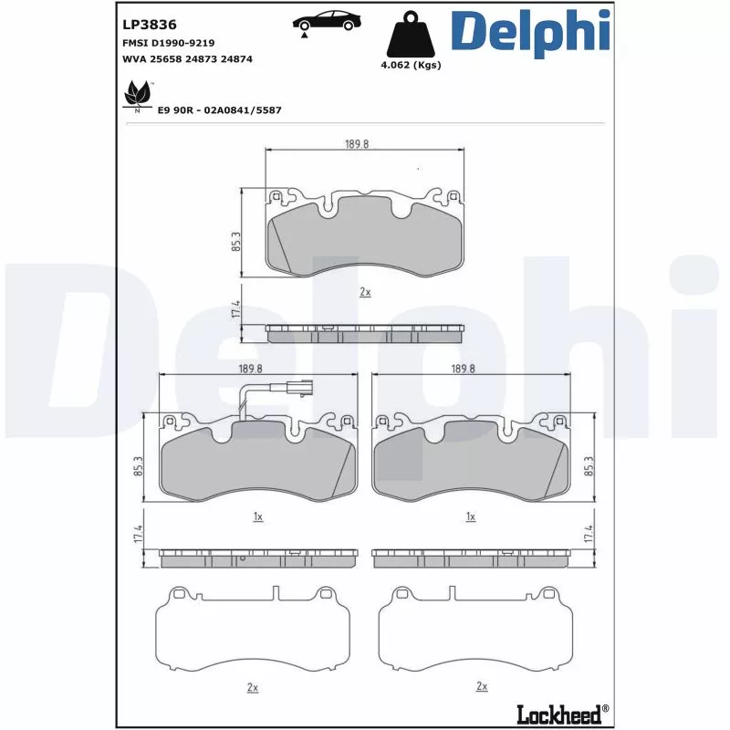 Jeu de 4 plaquettes de frein avant DELPHI LP3836