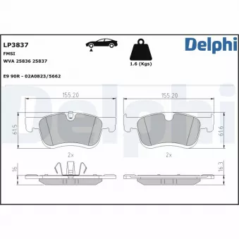 Jeu de 4 plaquettes de frein avant DELPHI LP3837