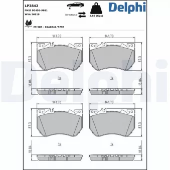 Jeu de 4 plaquettes de frein avant DELPHI LP3842