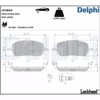 Jeu de 4 plaquettes de frein avant DELPHI LP3844