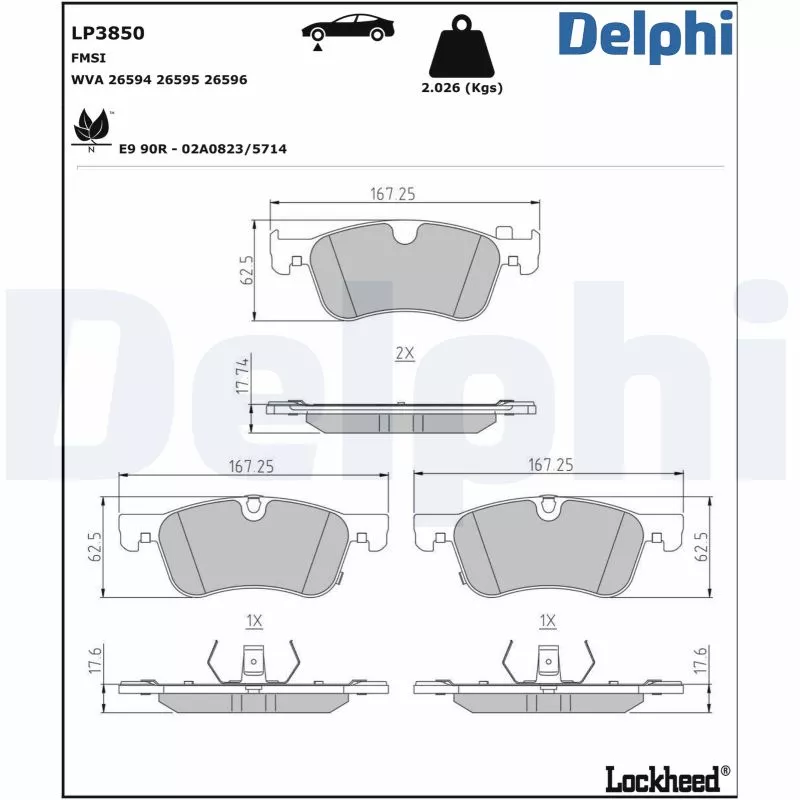 Jeu de 4 plaquettes de frein avant DELPHI LP3850