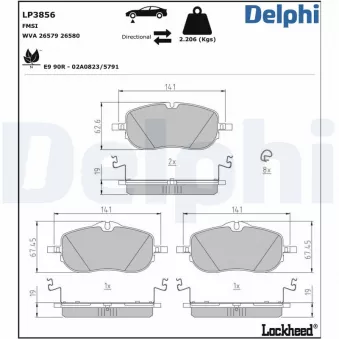Jeu de 4 plaquettes de frein avant DELPHI LP3856