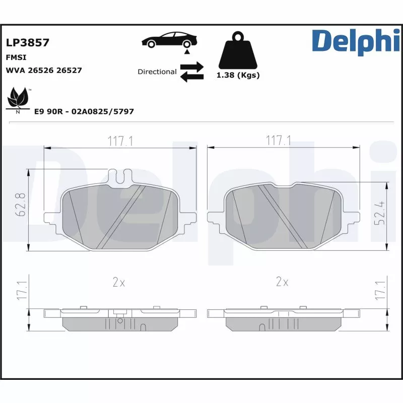 Jeu de 4 plaquettes de frein arrière DELPHI LP3857