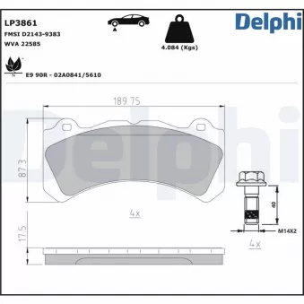 Jeu de 4 plaquettes de frein avant DELPHI LP3861