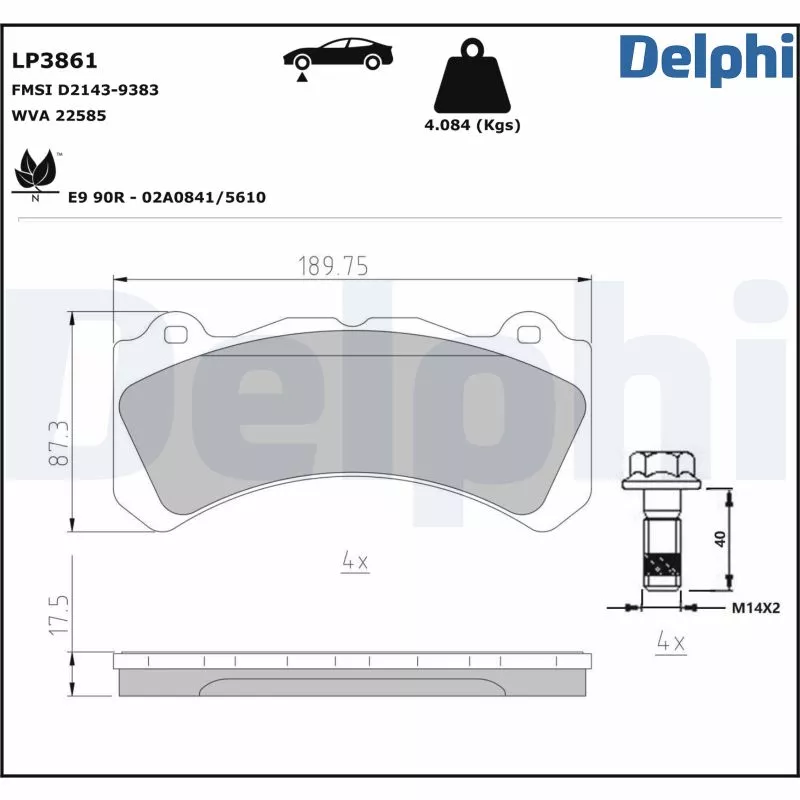 Jeu de 4 plaquettes de frein avant DELPHI LP3861