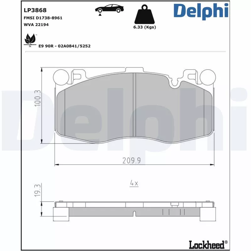 Jeu de 4 plaquettes de frein avant DELPHI LP3868