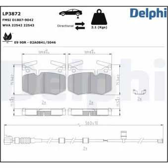 Jeu de 4 plaquettes de frein arrière DELPHI LP3872