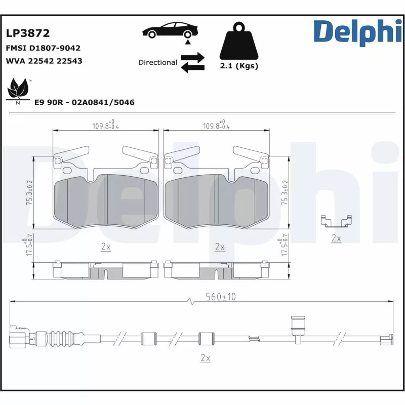 Jeu de 4 plaquettes de frein arrière DELPHI LP3872