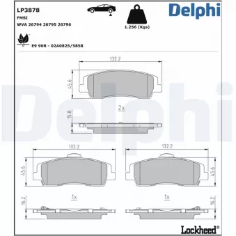 Jeu de 4 plaquettes de frein arrière DELPHI LP3878