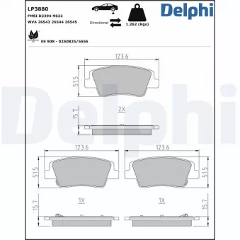 Jeu de 4 plaquettes de frein arrière DELPHI LP3880