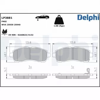 Jeu de 4 plaquettes de frein avant DELPHI