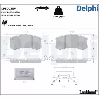 Jeu de 4 plaquettes de frein avant DELPHI LP5003EV