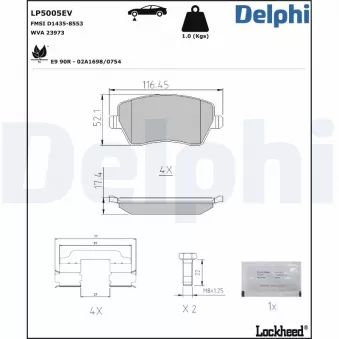 Jeu de 4 plaquettes de frein avant DELPHI LP5005EV