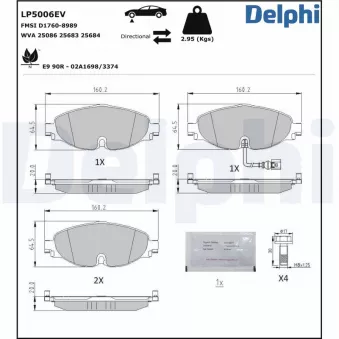Jeu de 4 plaquettes de frein avant DELPHI LP5006EV