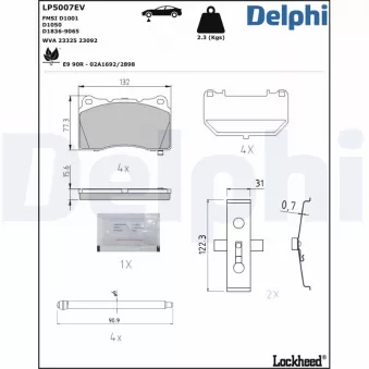 Jeu de 4 plaquettes de frein avant DELPHI LP5007EV