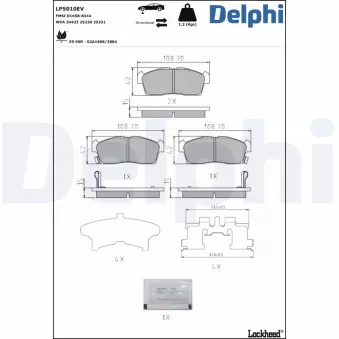 Jeu de 4 plaquettes de frein avant DELPHI LP5010EV