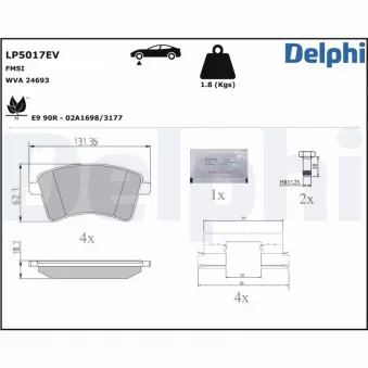 Jeu de 4 plaquettes de frein avant DELPHI LP5017EV