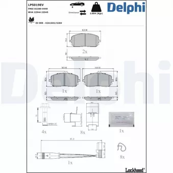 Jeu de 4 plaquettes de frein avant DELPHI LP5019EV