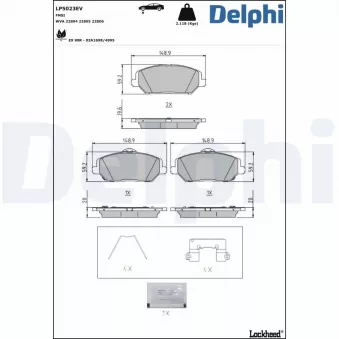 Jeu de 4 plaquettes de frein avant DELPHI LP5023EV
