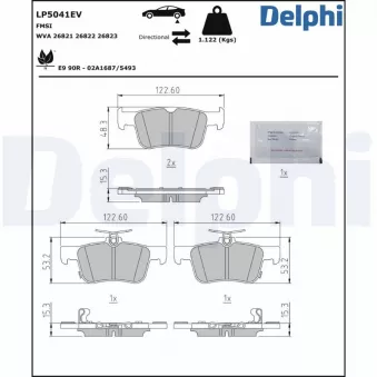 Jeu de 4 plaquettes de frein arrière DELPHI LP5041EV