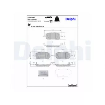 Jeu de 4 plaquettes de frein avant DELPHI LP5045EV